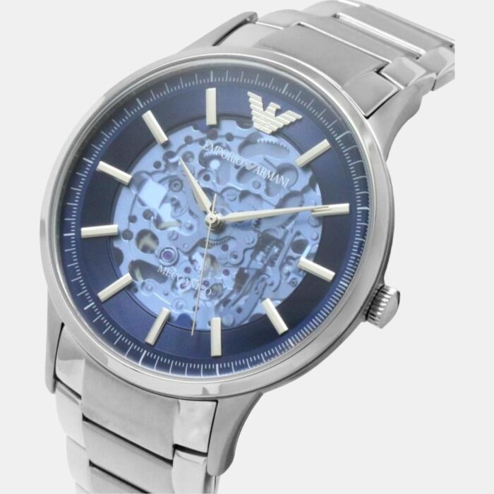 Emporio Armani Renato Automatic Blue Dial Silver Steel Strap Watch For Men - AR60037 - Image 2